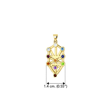 Kabbalah with Chakra Gemstone Solid Gold Pendant GPD5074